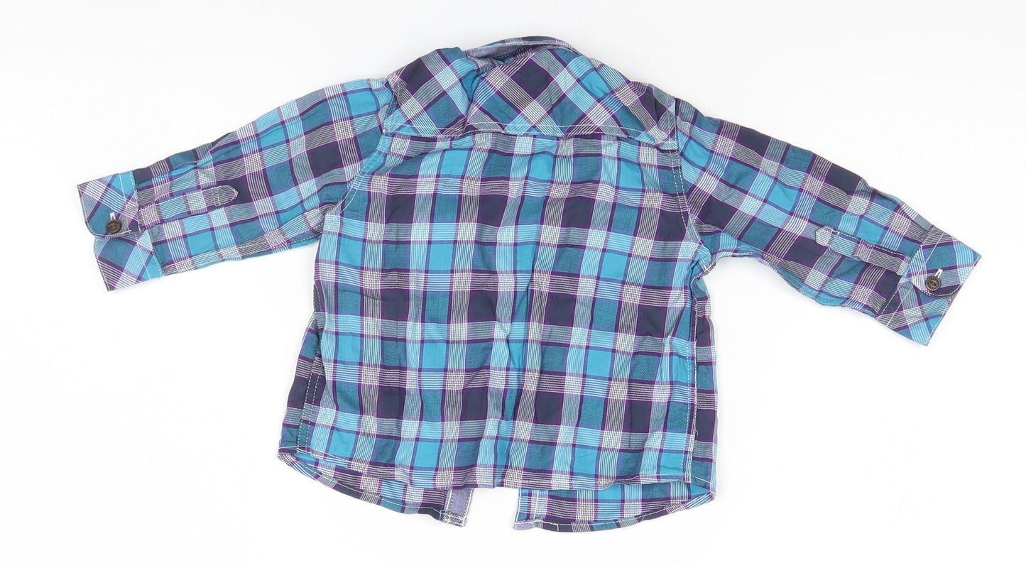 Baker Boys Blue Plaid  Basic Button-Up Size 6-9 Months