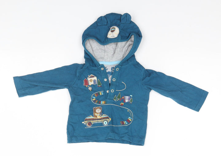 TU Blue Pullover Jumper Size 6-9 Months - Bear