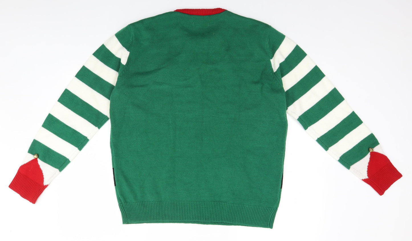 TU Mens Green   Pullover Jumper Size L  - Christmas, Elf, Bells