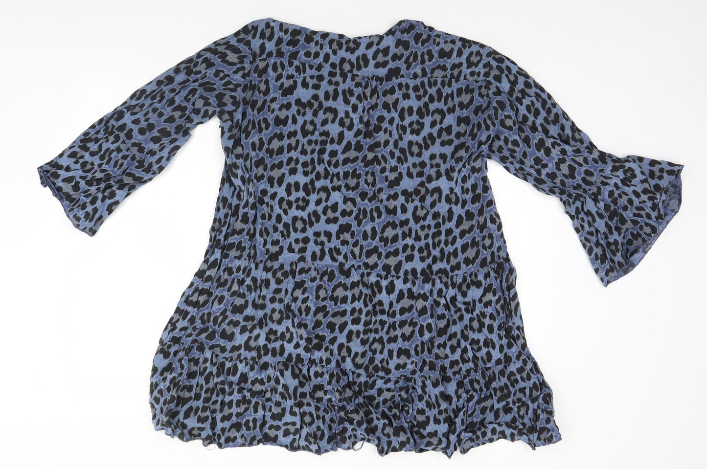 Made in Italy Womens Blue Animal Print  Basic T-Shirt