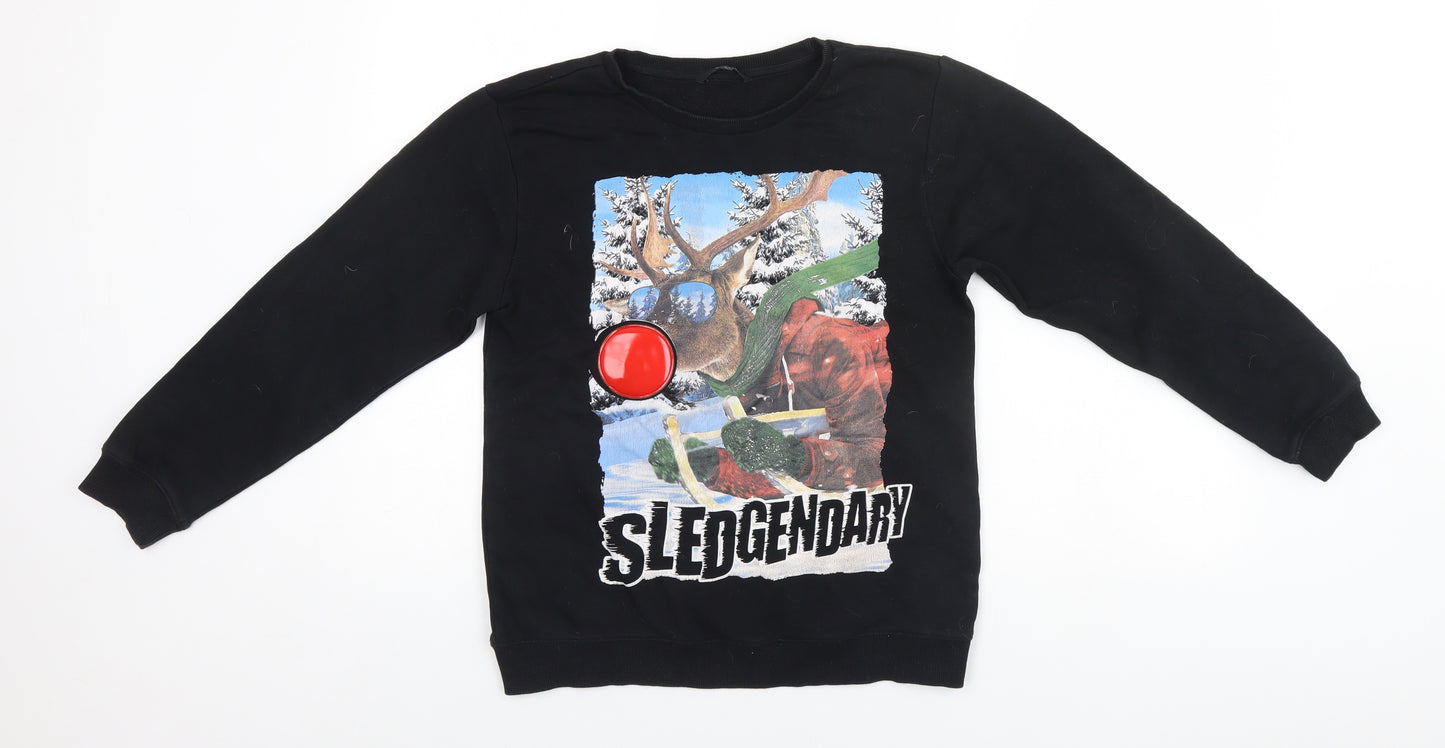 George Boys Black   Pullover Jumper Size 12-13 Years  - Christmas