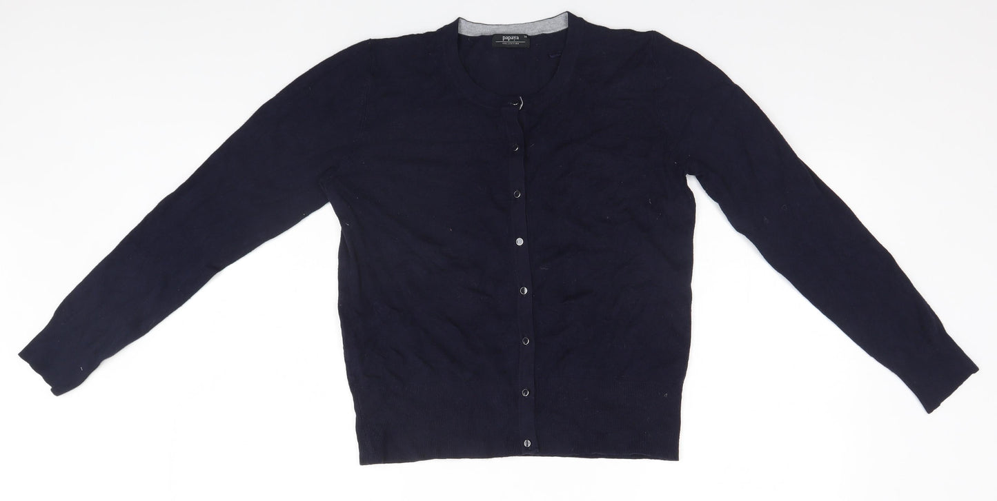 Papaya Womens Blue   Cardigan Jumper Size 14