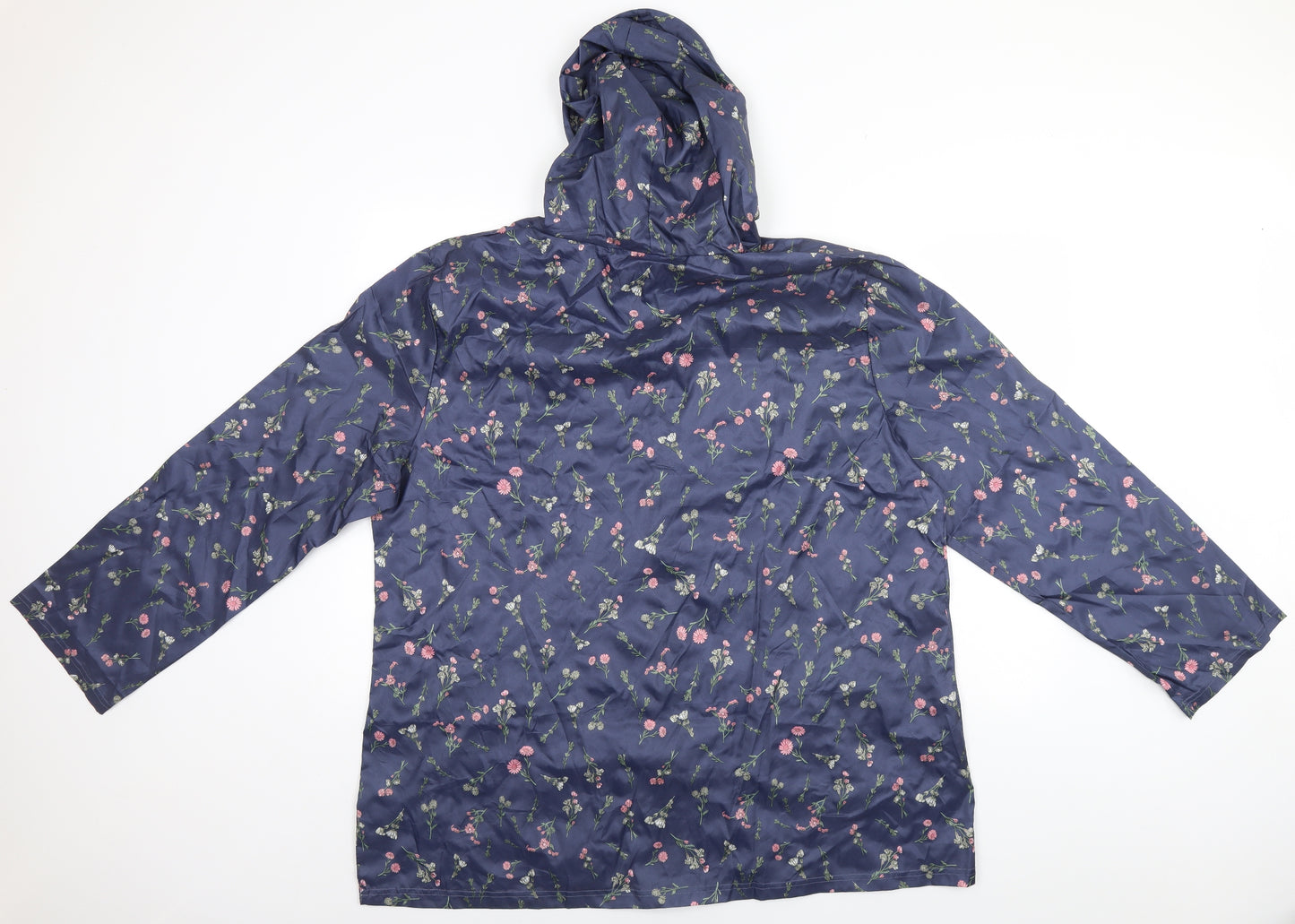 Anne De Lancay Womens Blue Floral  Rain Coat Coat Size XL