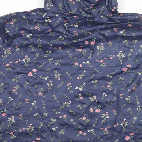 Anne De Lancay Womens Blue Floral  Rain Coat Coat Size XL