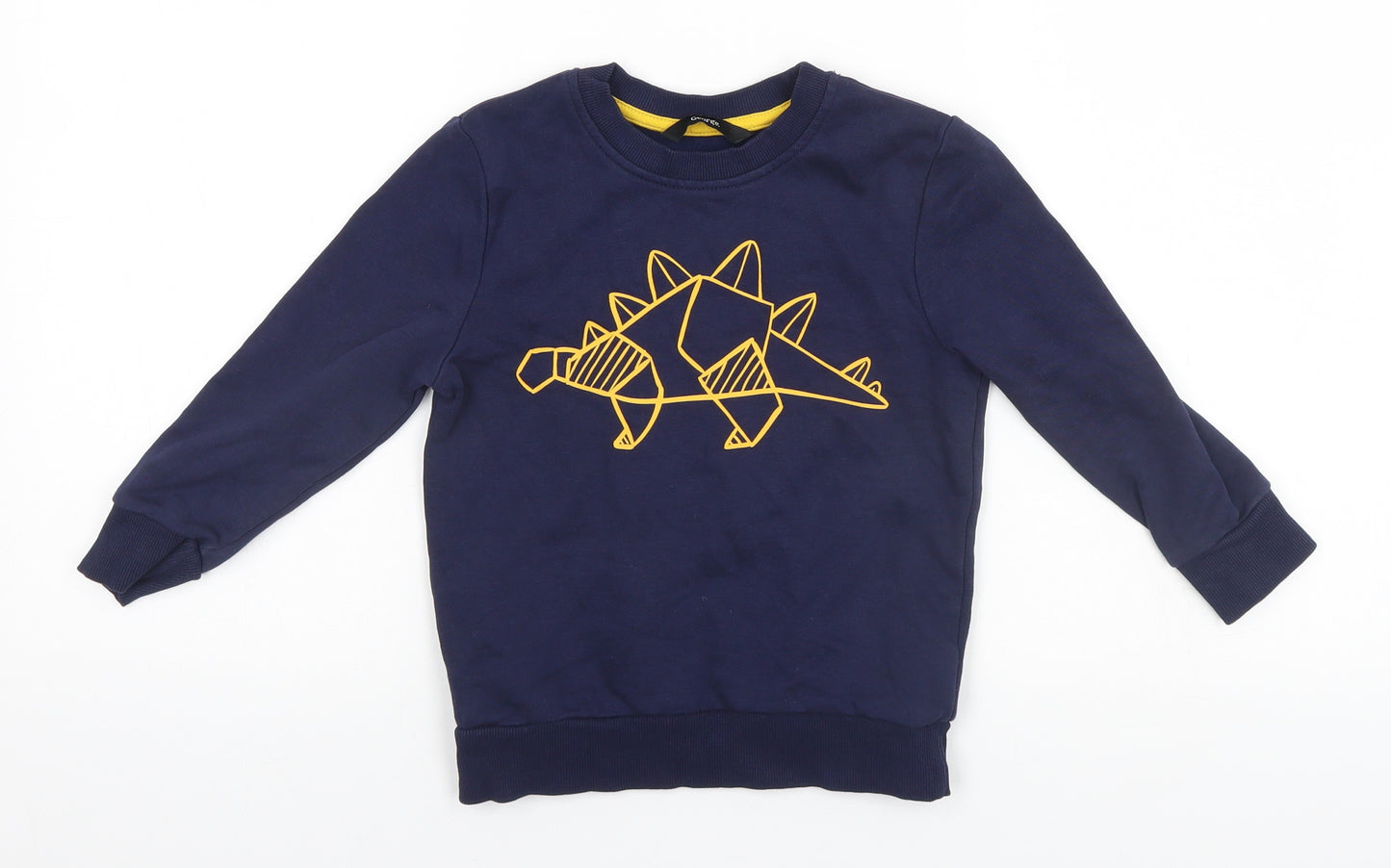 George Boys Blue Round Neck  Cotton Pullover Jumper Size 3-4 Years   - Dinosaur