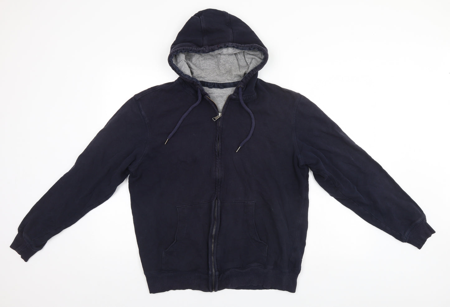 Marks and Spencer Mens Blue  Cotton Full Zip Hoodie Size XL