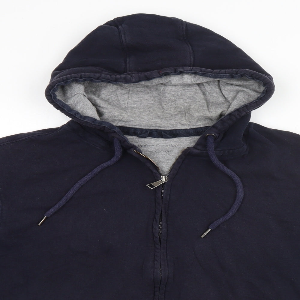 Marks and Spencer Mens Blue  Cotton Full Zip Hoodie Size XL