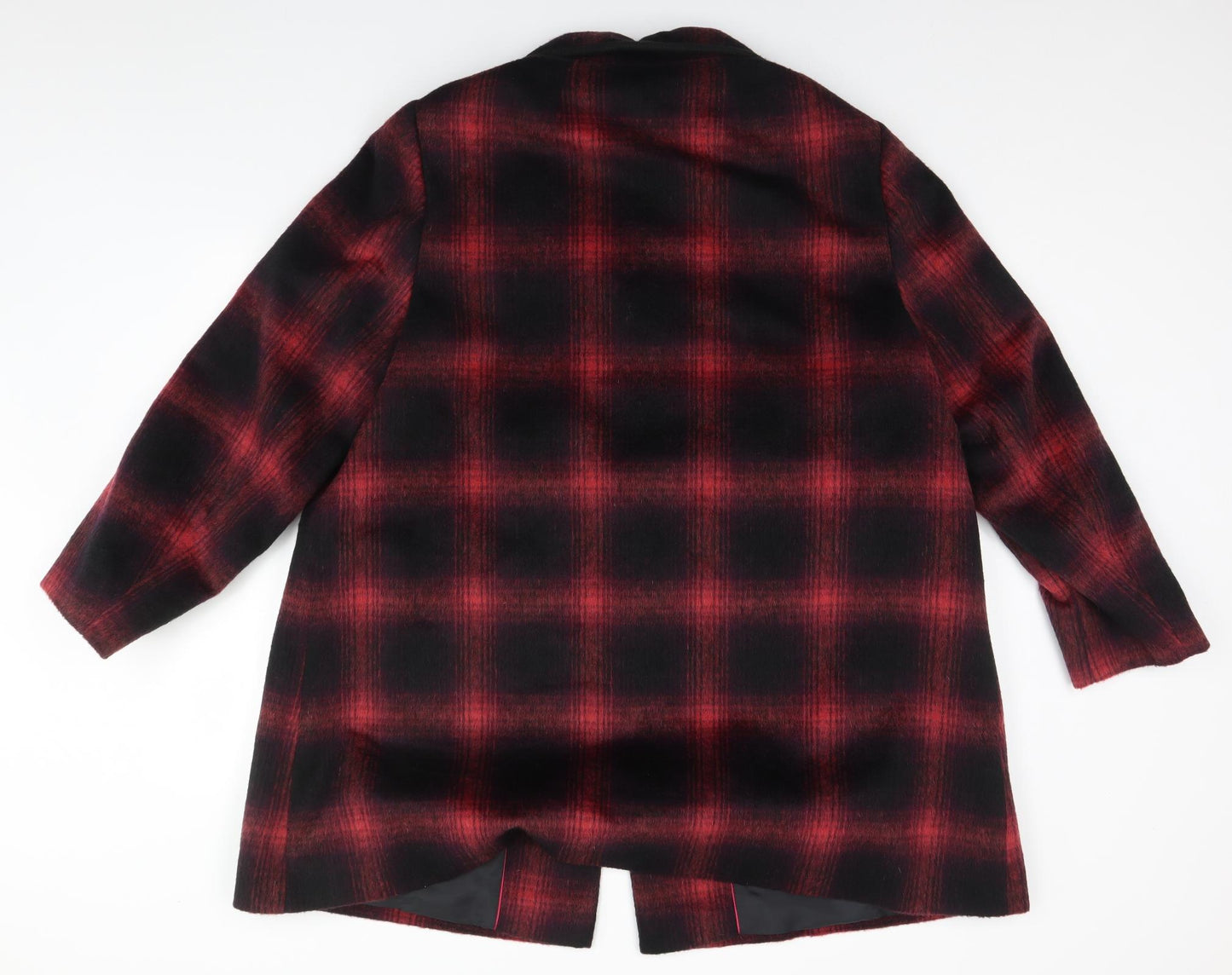 Marks and Spencer Womens Red Plaid  Overcoat Coat Size 22