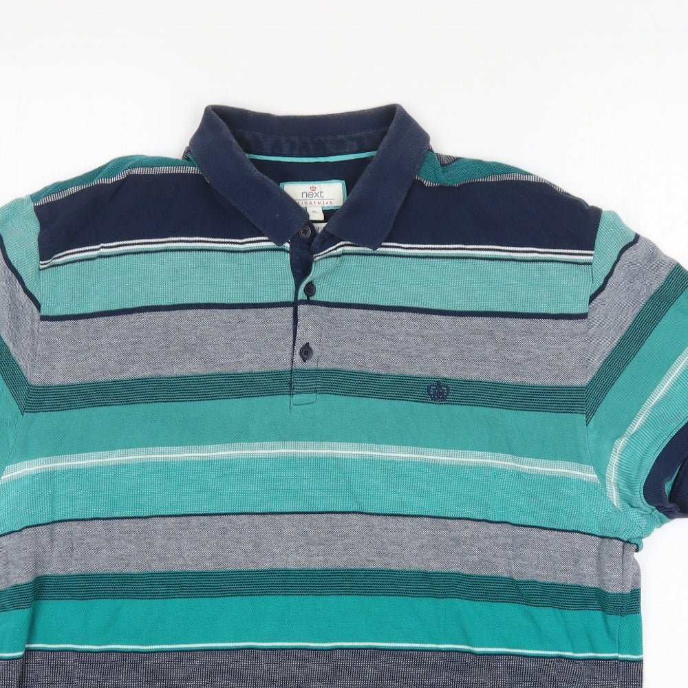 NEXT Mens Multicoloured Striped   Polo Size XL