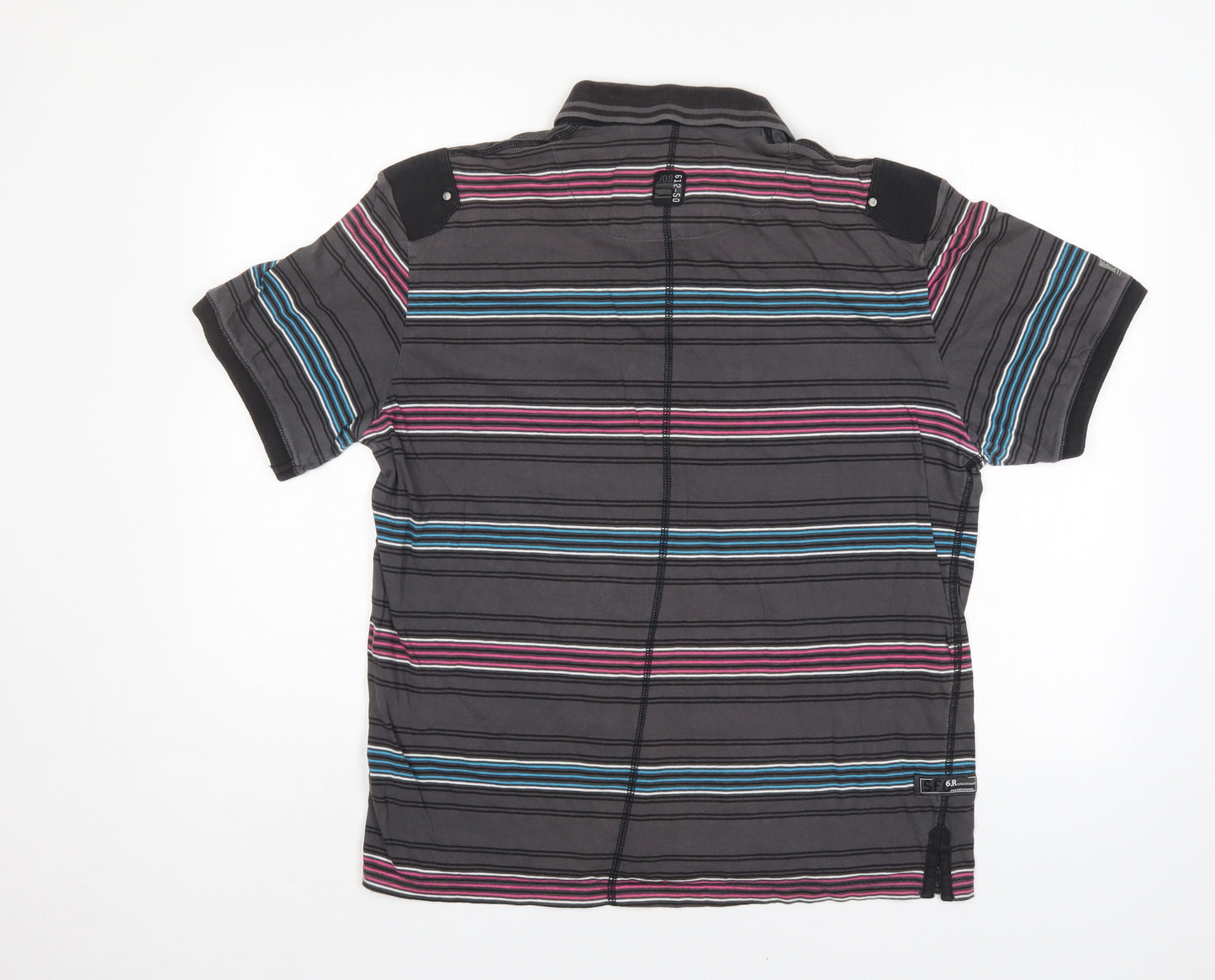 NEXT Mens Grey Striped   Polo Size L