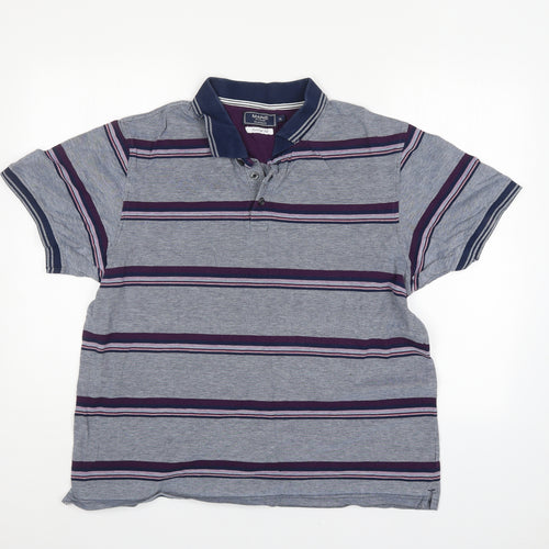 Maine Mens Blue Striped   Polo Size XL