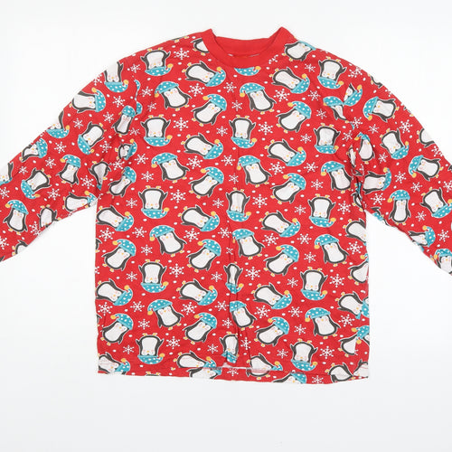 Preworn Mens Red    Pyjama Top Size M  - chrismas sleepwear