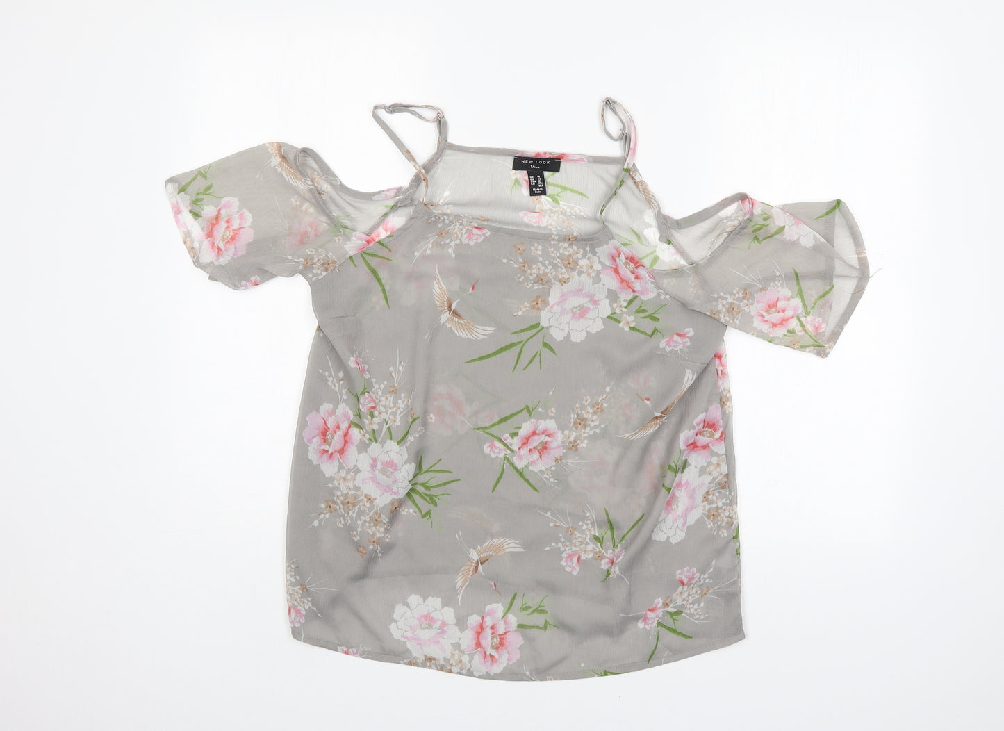 New Look Womens Grey Floral  Basic Blouse Size 14
