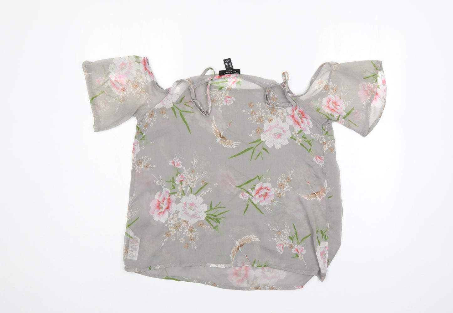 New Look Womens Grey Floral  Basic Blouse Size 14