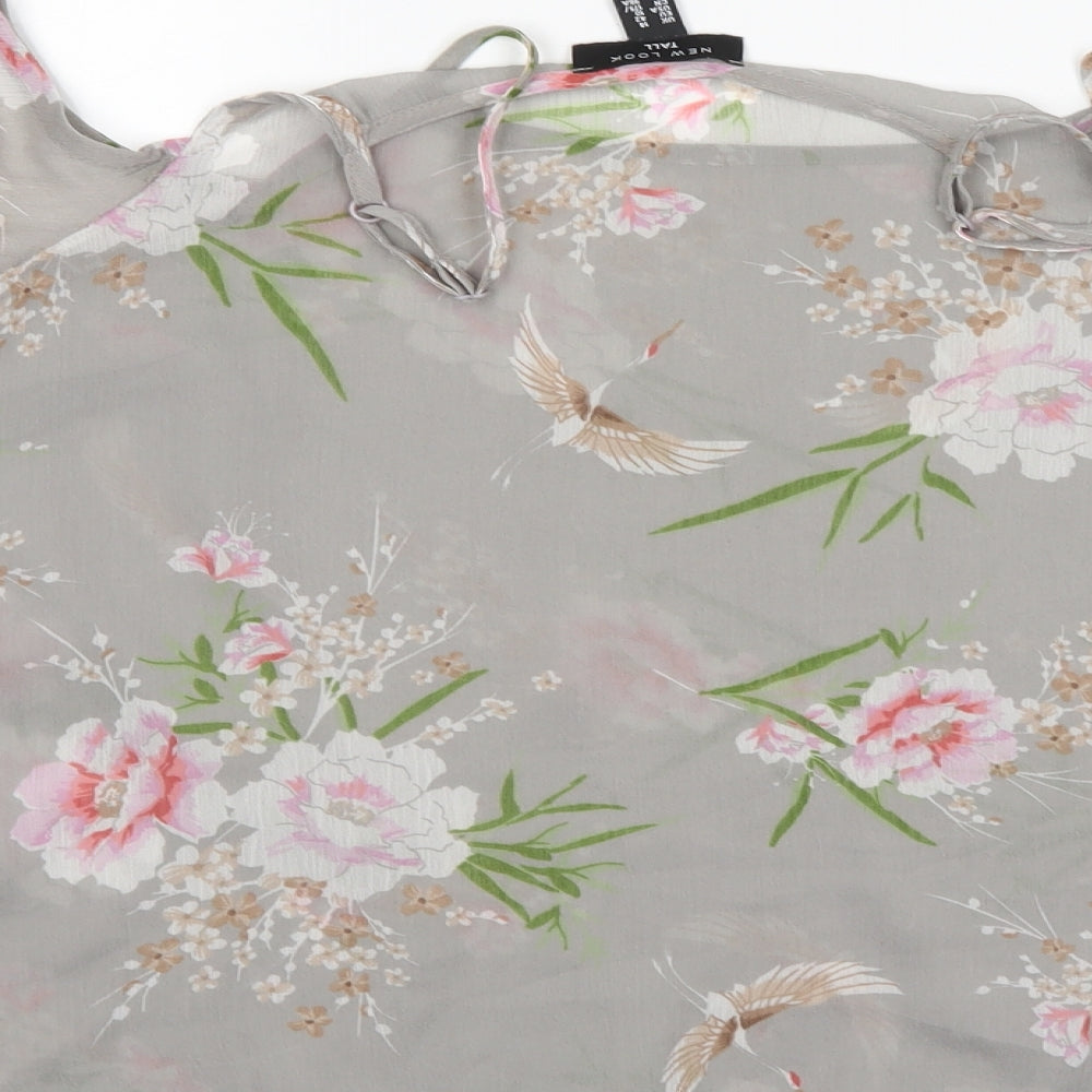 New Look Womens Grey Floral  Basic Blouse Size 14