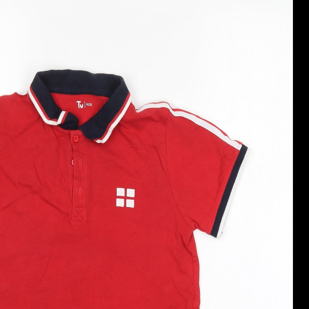 TU Boys Red   Pullover Polo Size 13 Years