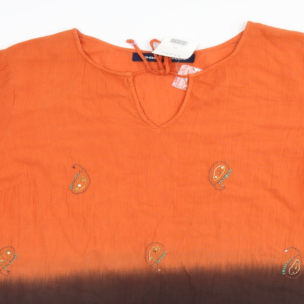 Evans Womens Orange   Basic T-Shirt Size 22