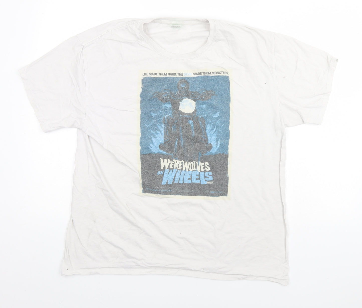 Ringspun Mens Grey    T-Shirt Size L  - Werewolves on wheels