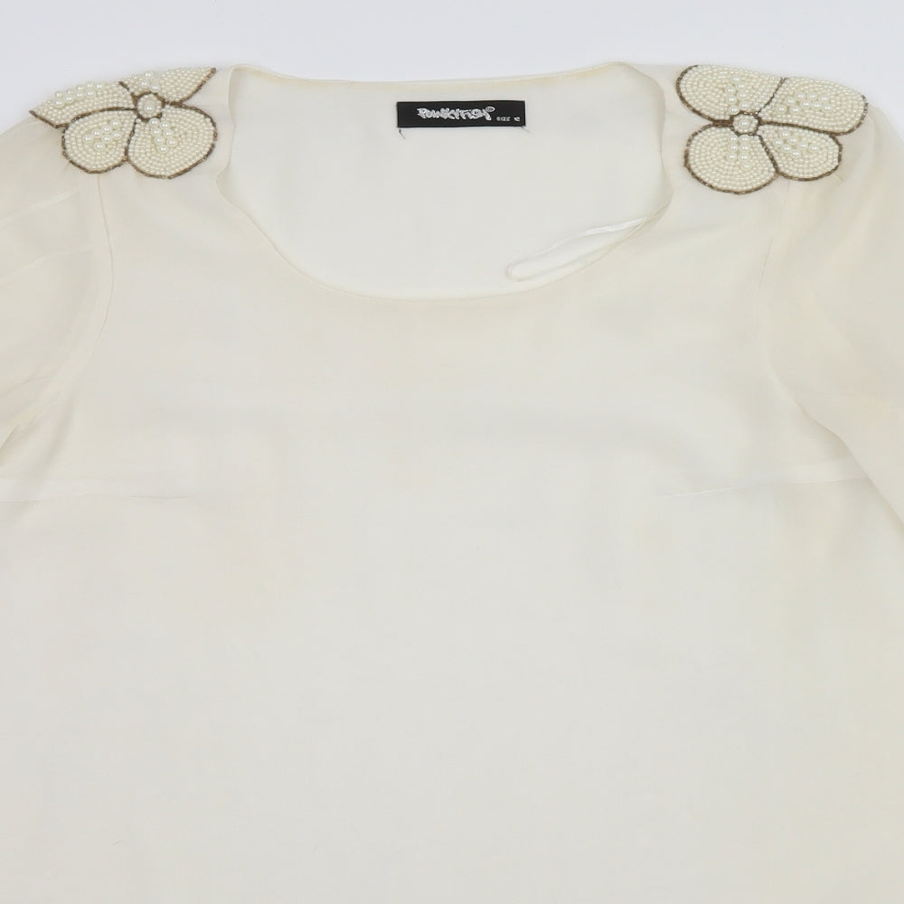 Punkyfish Womens Ivory   Basic Blouse Size 12