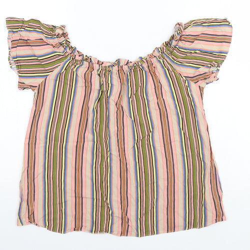 Papaya Womens Multicoloured Striped  Basic T-Shirt Size 14