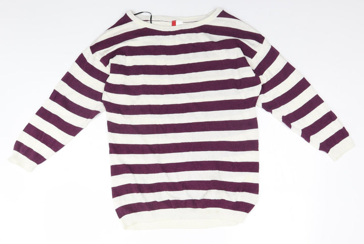 Divided Womens Blue Striped Pullover Jumper Size 8