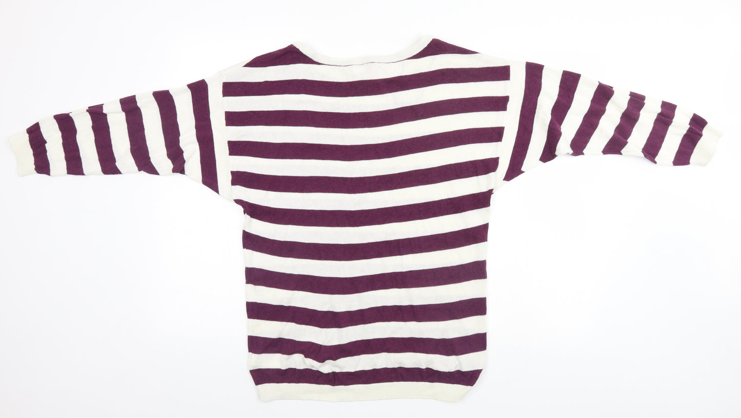 Divided Womens Blue Striped  Pullover Jumper Size 8