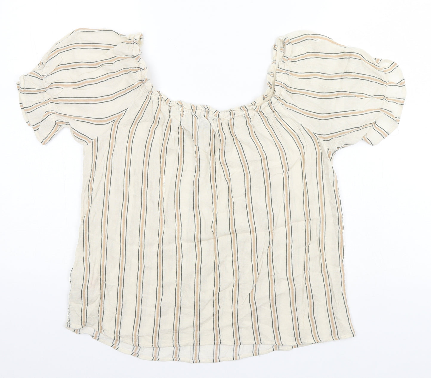 Primark Womens Beige Striped  Basic T-Shirt Size 14