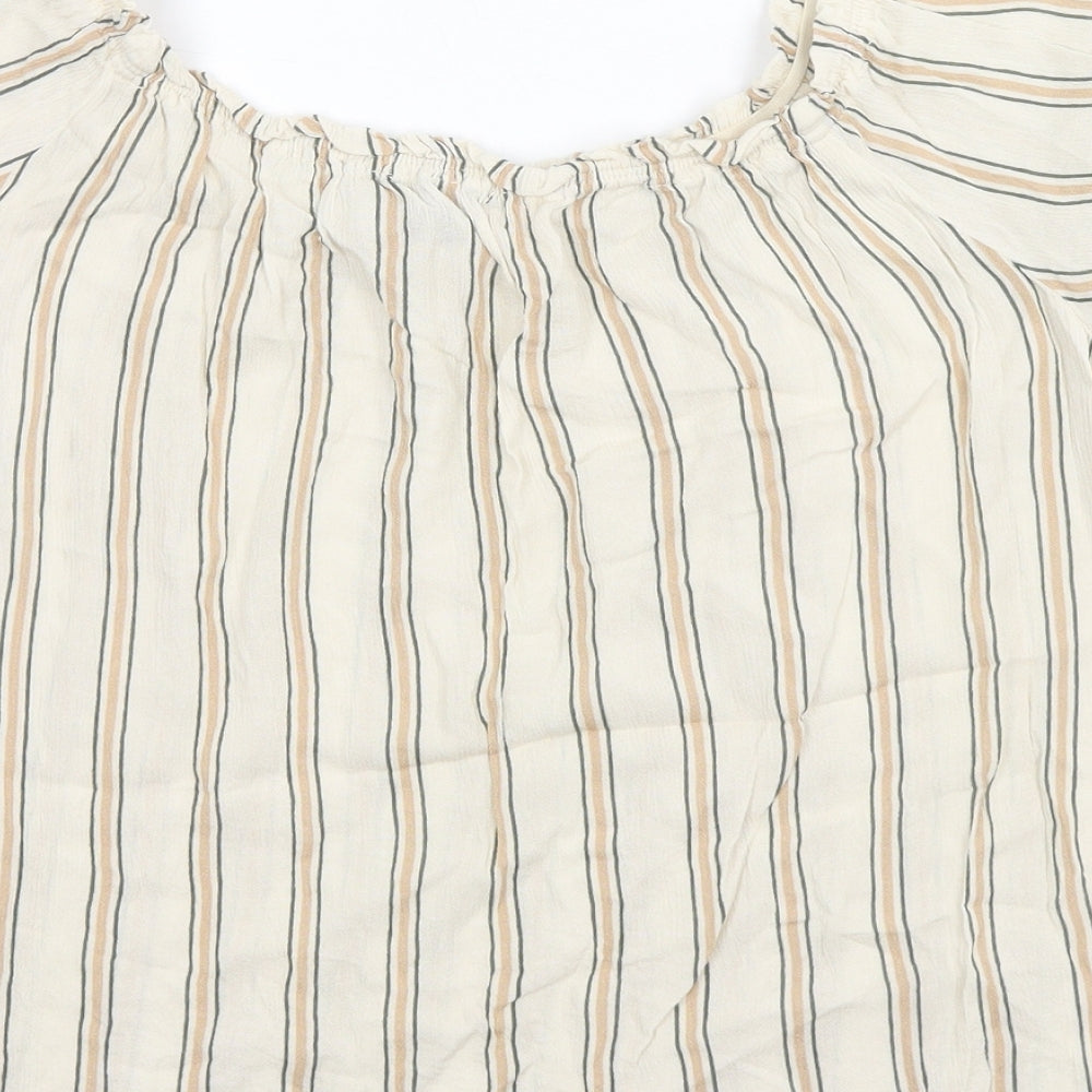 Primark Womens Beige Striped  Basic T-Shirt Size 14
