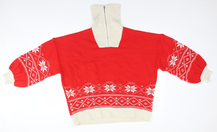Missguided Womens Red Fair Isle Pullover Jumper Size 10