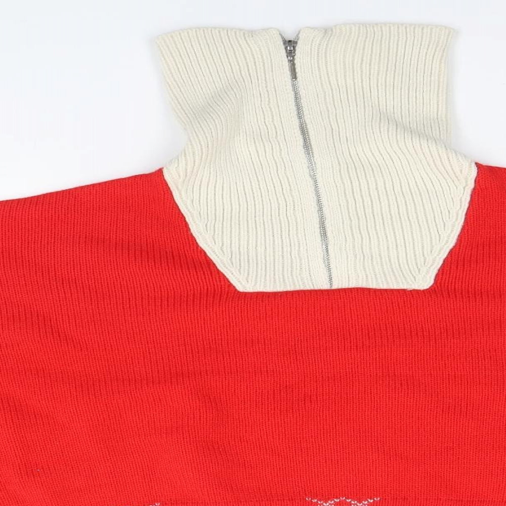 Missguided Womens Red Fair Isle  Pullover Jumper Size 10
