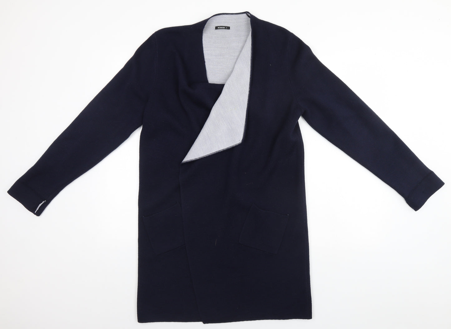 Roman Womens Blue   Overcoat Coatigan Size 14