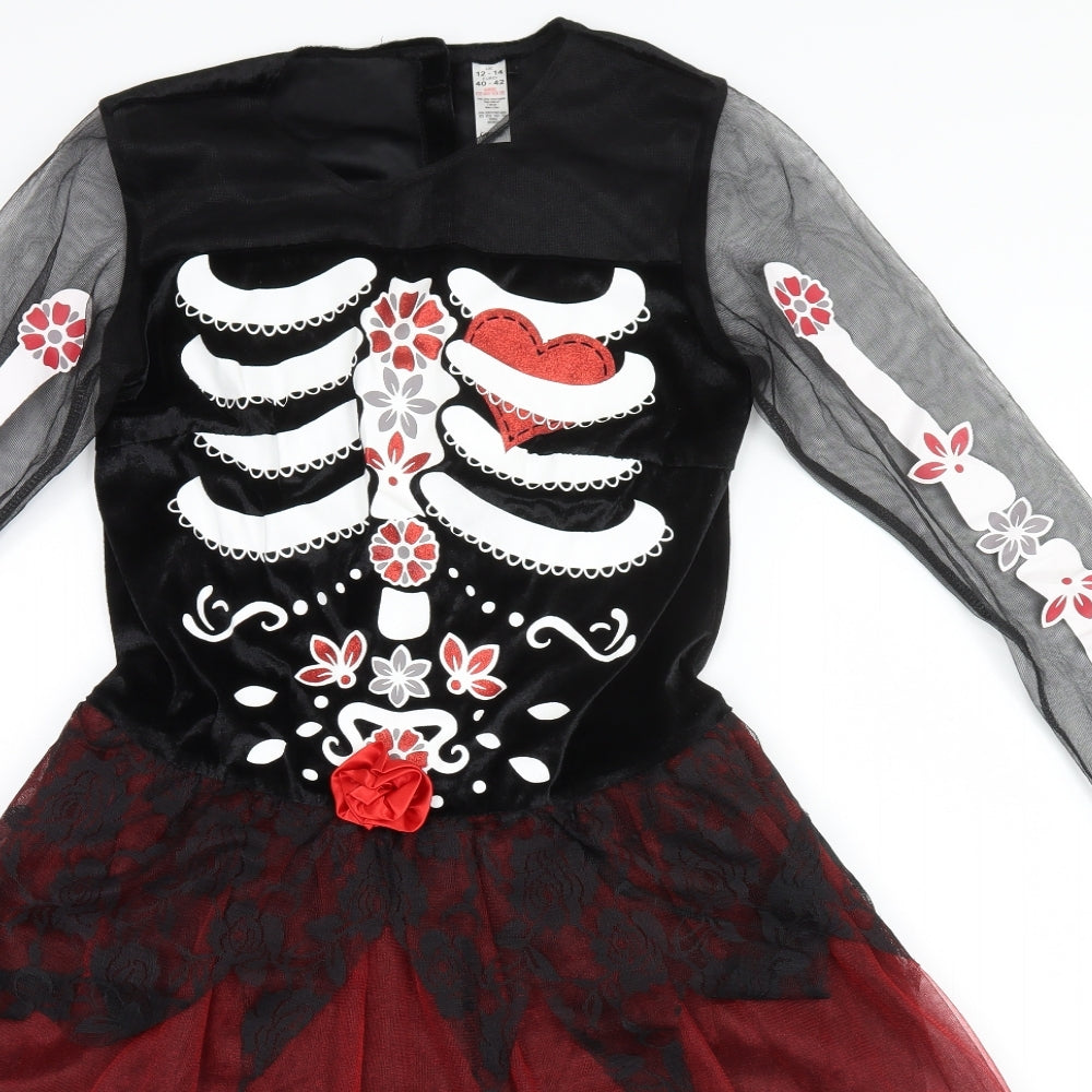 George Womens Black   A-Line  Size 12  - Day of the Dead