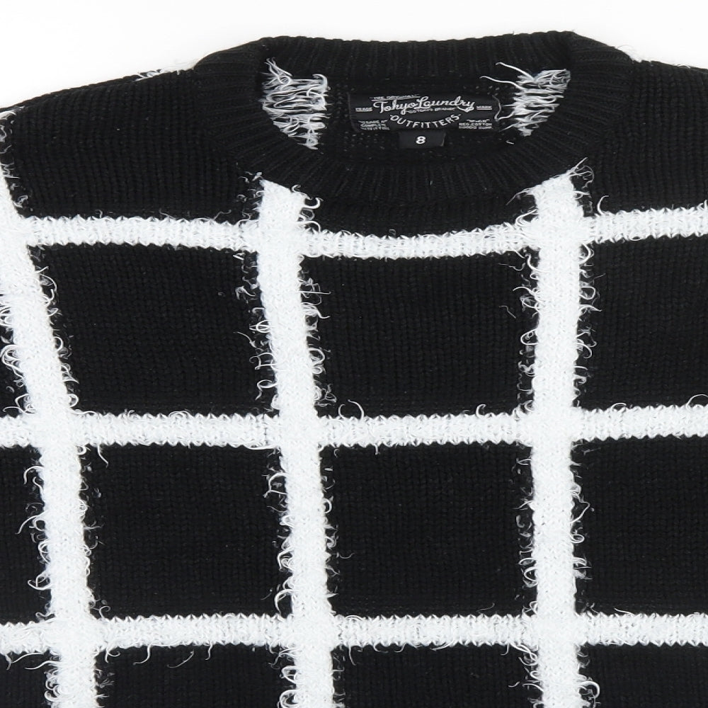 Tokyo Laundry Womens Black Plaid  Pullover Jumper Size 8
