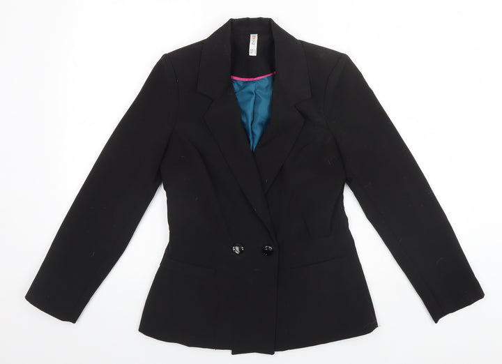 Denim & Co. Womens Black   Jacket Blazer Size 8