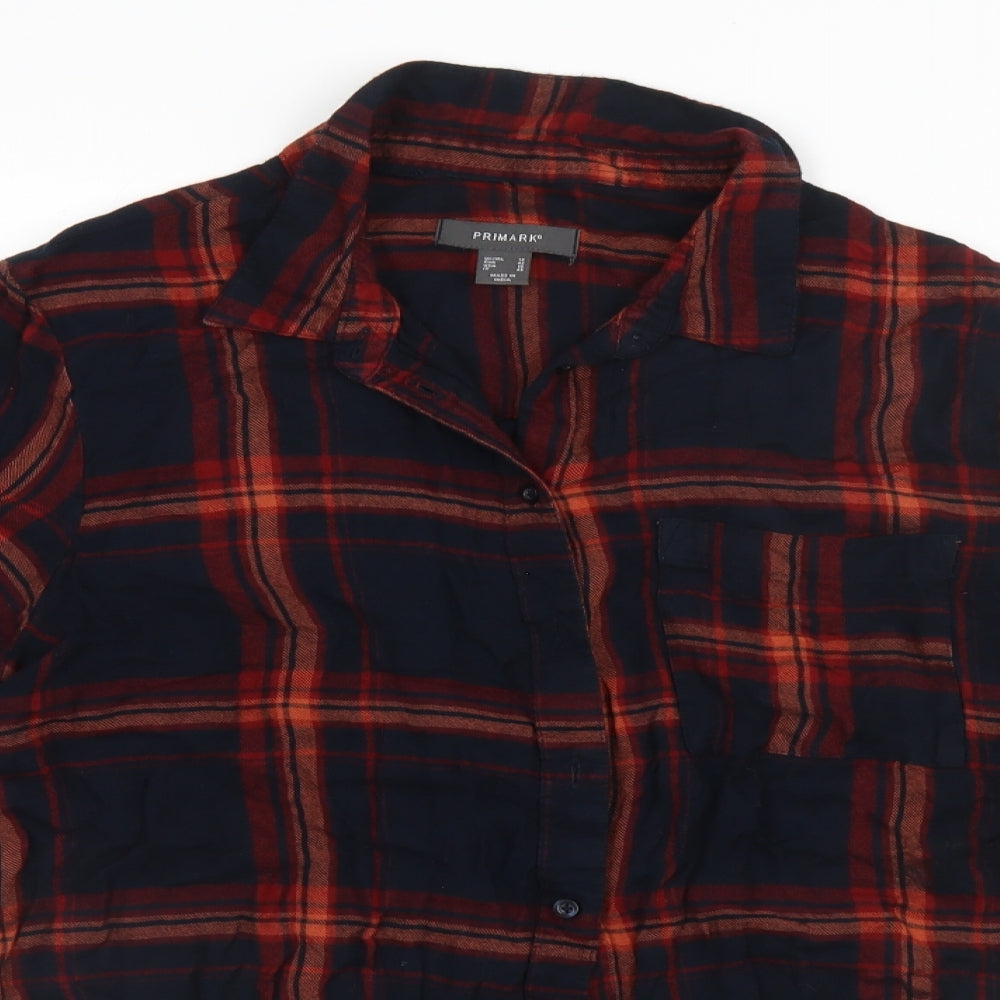 Primark Womens Black Plaid  Basic Button-Up Size 14