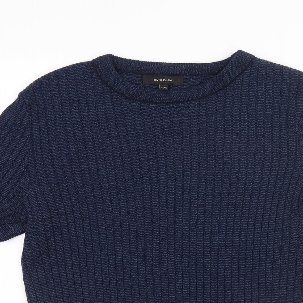 River Island Mens Blue Striped  Pullover Jumper Size XS