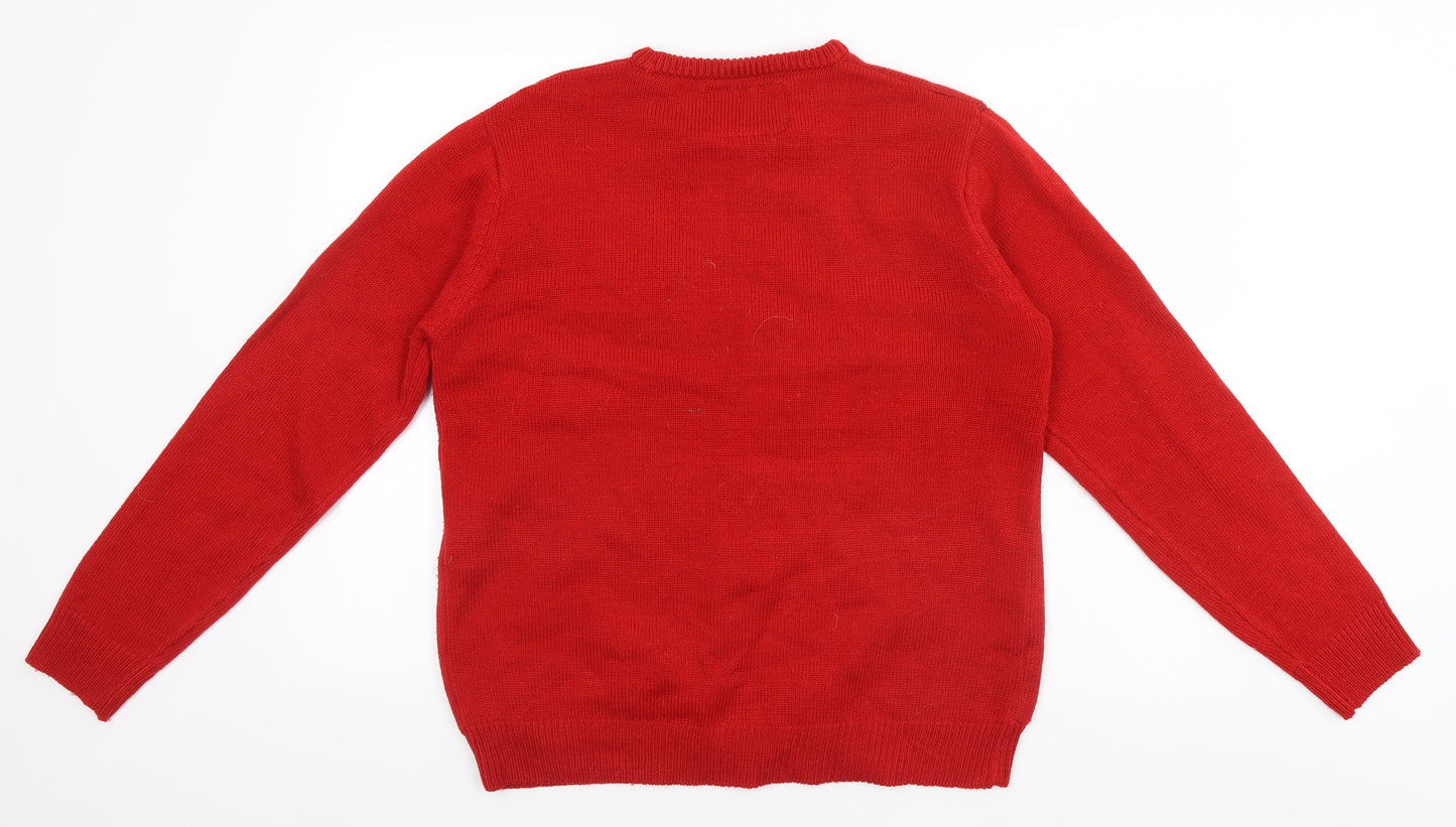 Preworn Mens Red   Pullover Jumper Size L  - Christmas, Flashing lights