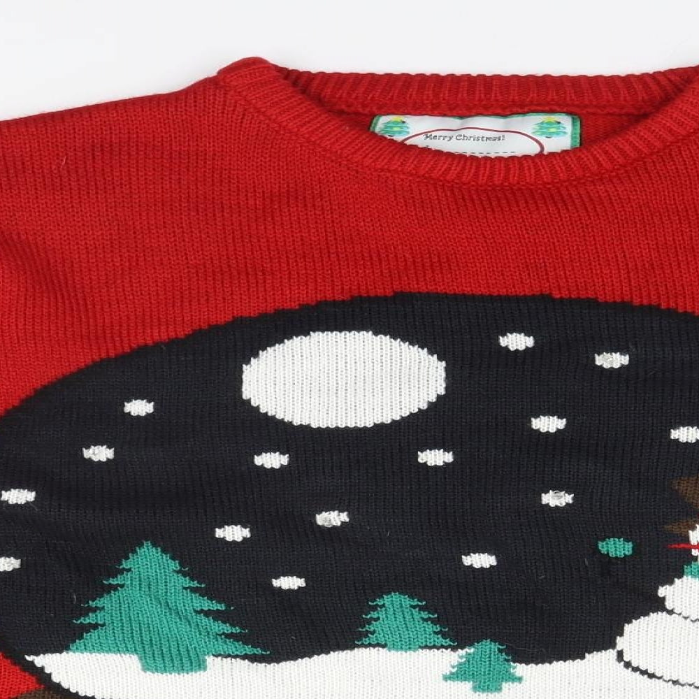 Preworn Mens Red   Pullover Jumper Size L  - Christmas, Flashing lights