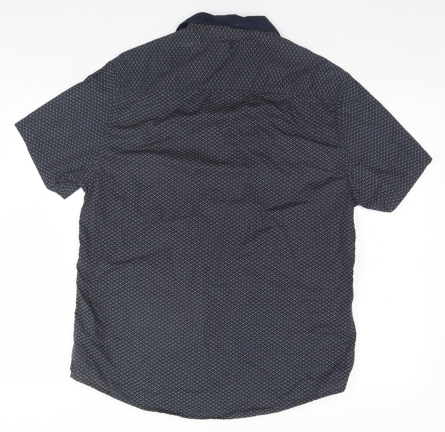 River Island Mens Blue Geometric   Button-Up Size L