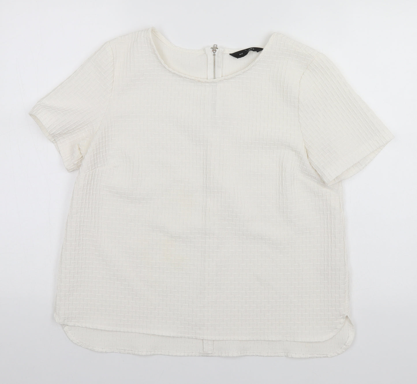 New Look Womens White Geometric  Basic T-Shirt Size 14