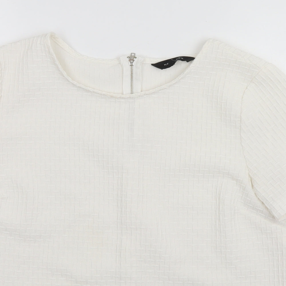 New Look Womens White Geometric  Basic T-Shirt Size 14