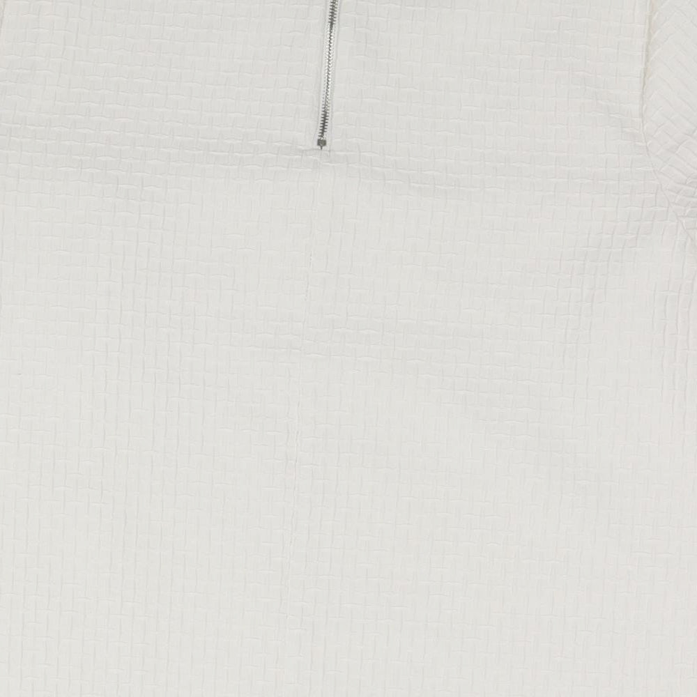 New Look Womens White Geometric  Basic T-Shirt Size 14