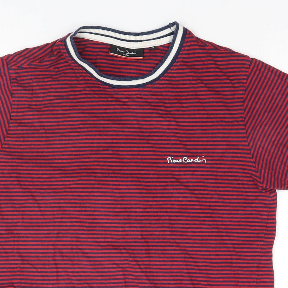 Paris Womens Red Striped  Basic T-Shirt Size S