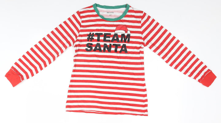 Made By Elves Womens Red Striped Basic T-Shirt Size 8 - Christmas, #TeamSanta
