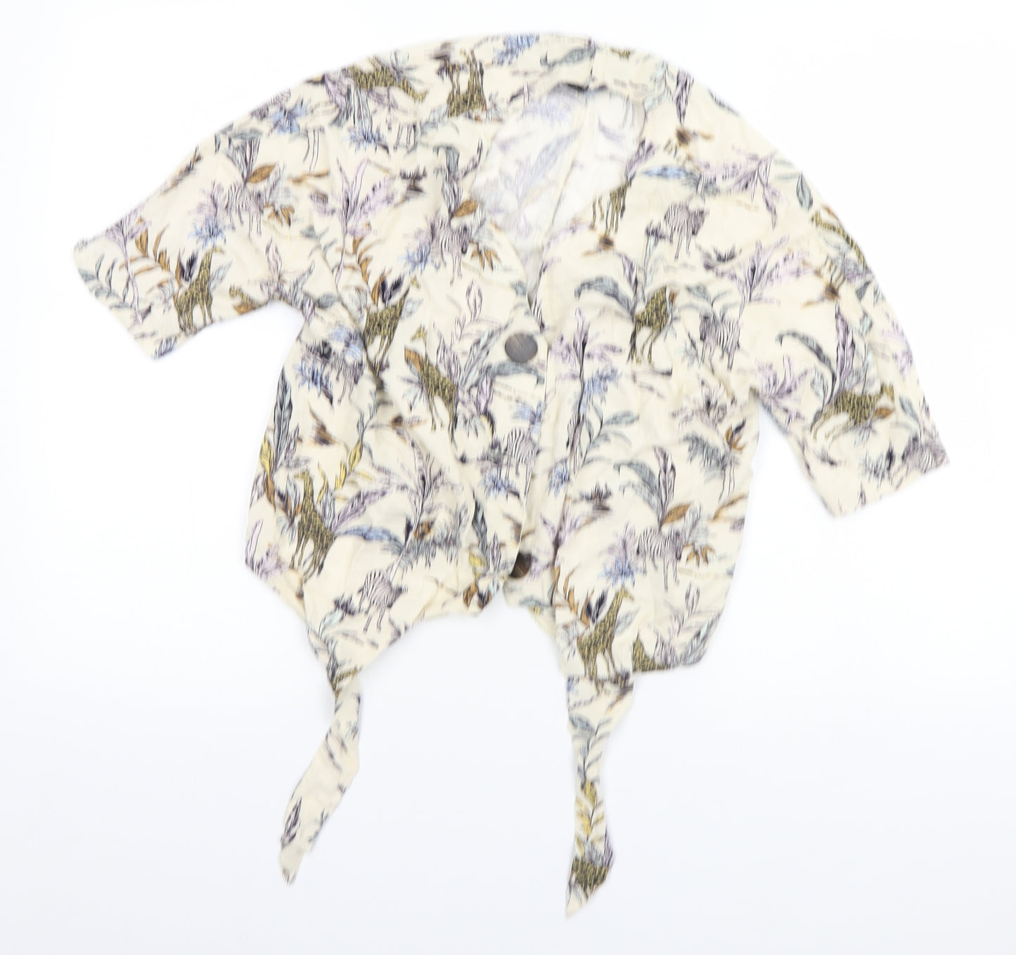 Primark Womens Beige Animal Print  Basic Button-Up Size 8