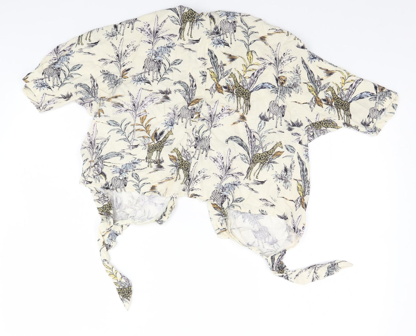 Primark Womens Beige Animal Print  Basic Button-Up Size 8