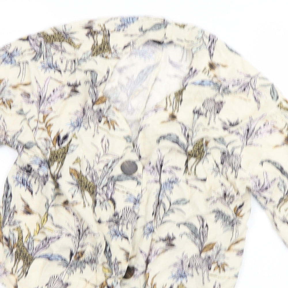 Primark Womens Beige Animal Print  Basic Button-Up Size 8
