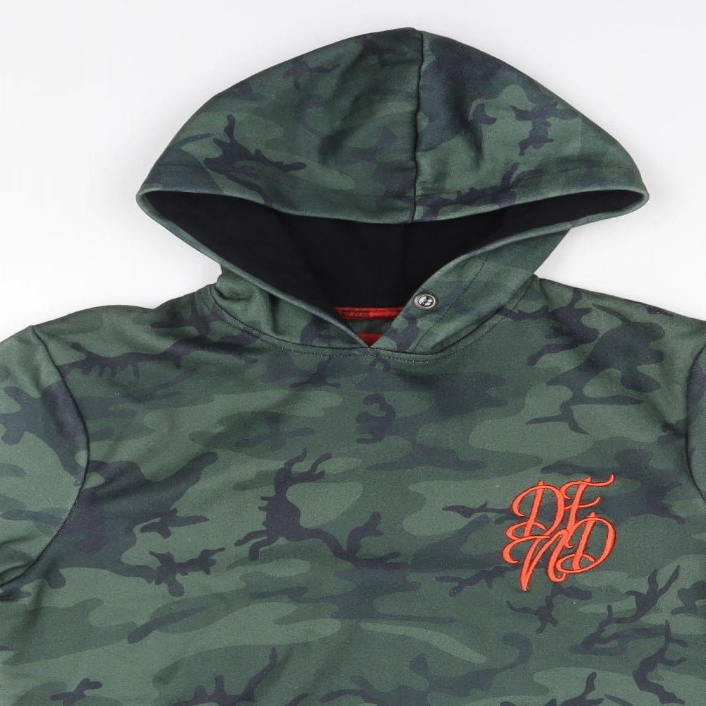 DFND Mens Green Camouflage  Pullover Hoodie Size S