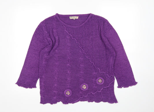 Front view of Inspire Collection women’s purple jumper, size M