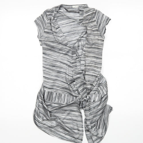 Miss Selfridge Womens Grey Striped  Cardigan Jumper Size 12